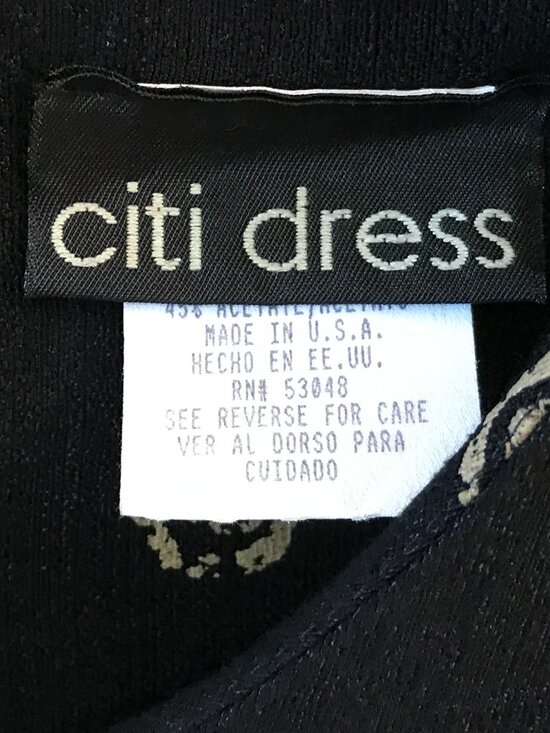 Citi Dress Giraffe Print Dress: Vintage 80s Long Rayon Dress Black Size 18W - Picture 3 of 12